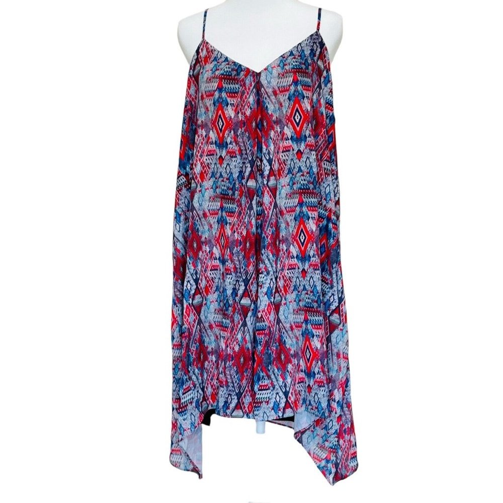 Women Spaghetti Strap handkerchief Trapeze Dress XL Free Spirit Flowy Boho